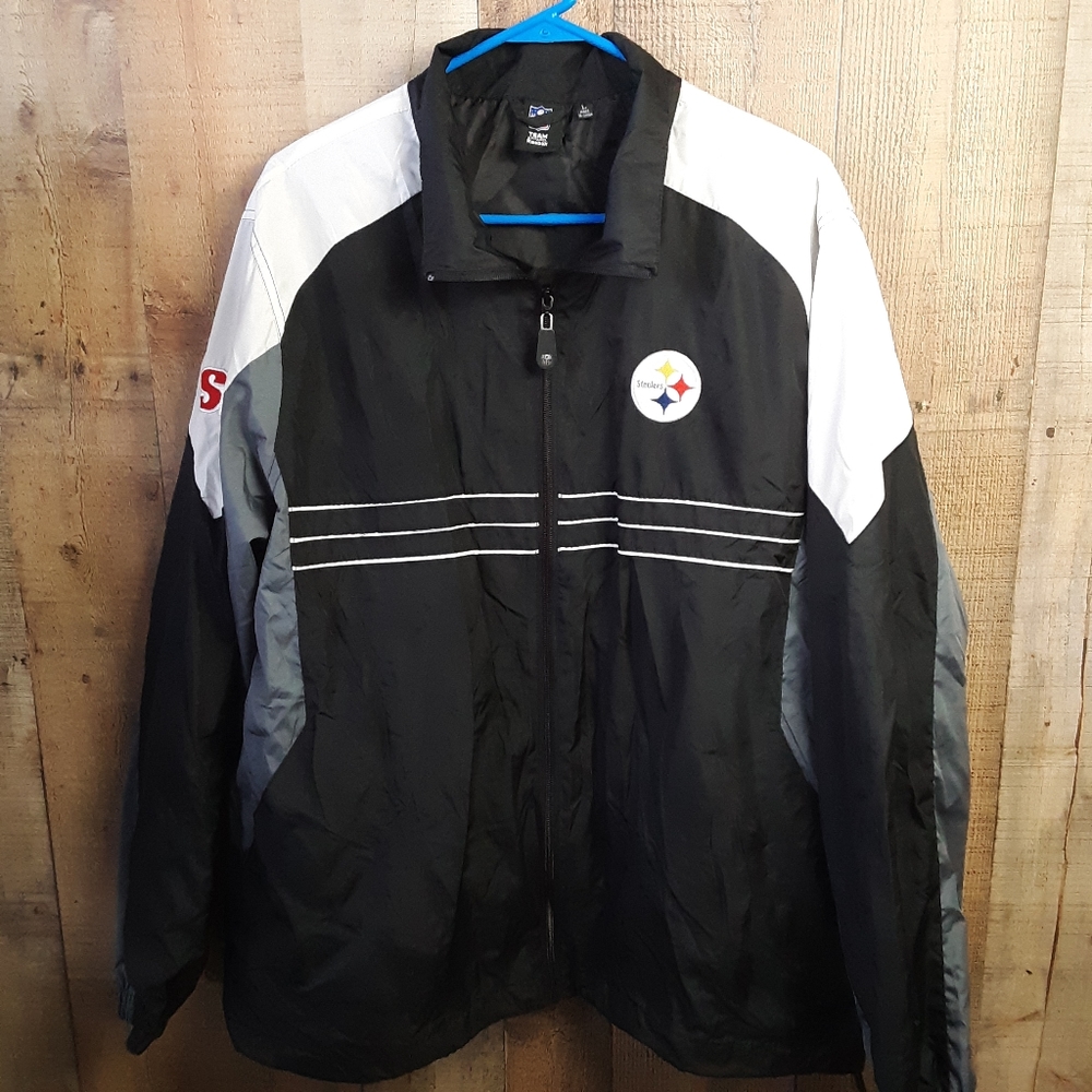 Pittsburgh Steelers NFL Reebok Team Apparel Windbreaker Jacket Coat Size L